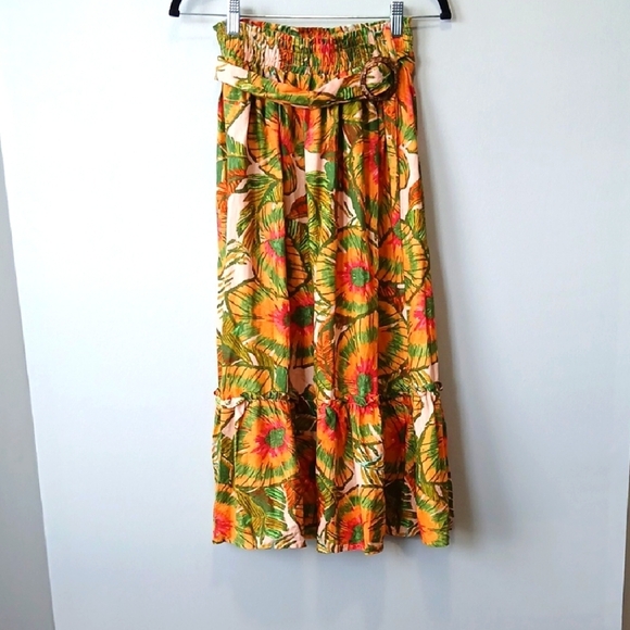 Cynthis Rowley Linen Blend Tropical Maxi Skirt Women's Small Resortwear … - Picture 1 of 6